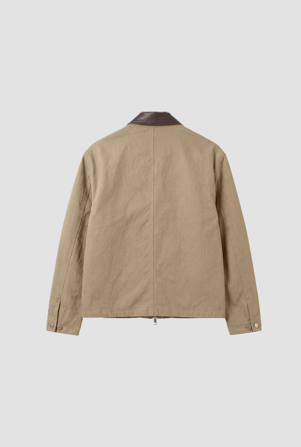 Giacca con collo similpelle uomo beige 