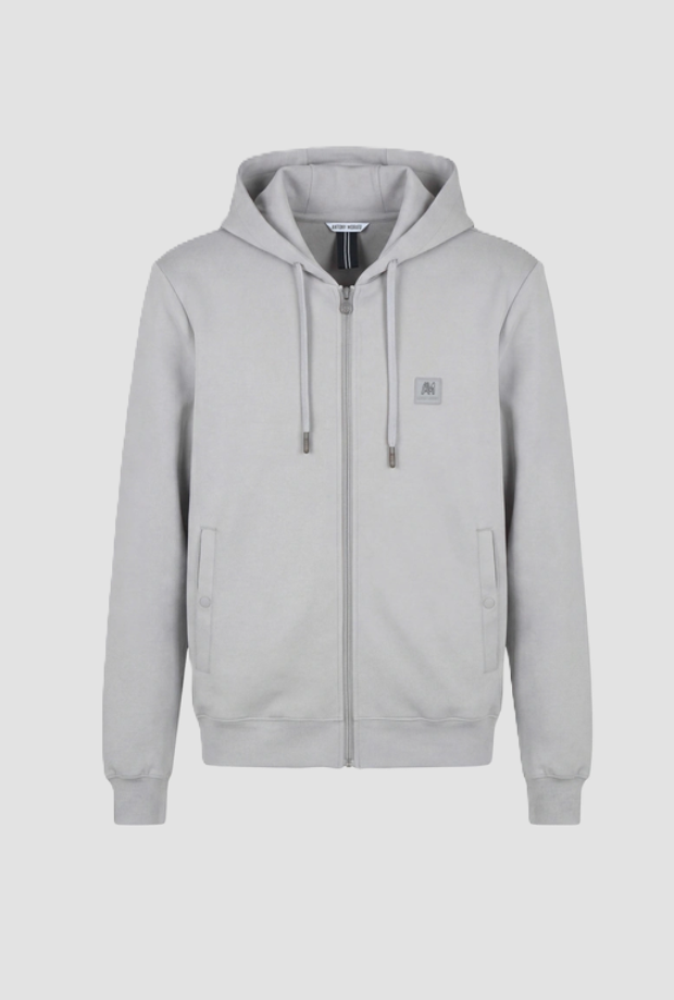 Felpa full-zip con cappuccio uomo pietra 
