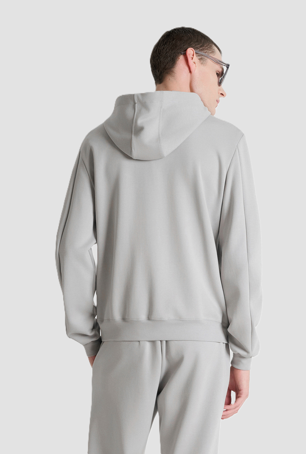 Felpa full-zip con cappuccio uomo pietra 