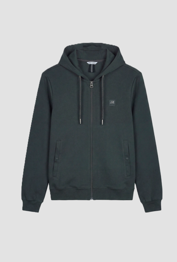 Felpa full-zip con cappuccio da uomo verde 