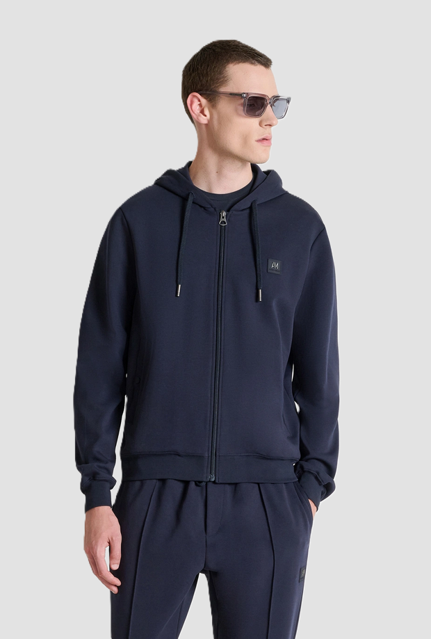 Felpa full-zip con cappuccio da uomo blue marine 