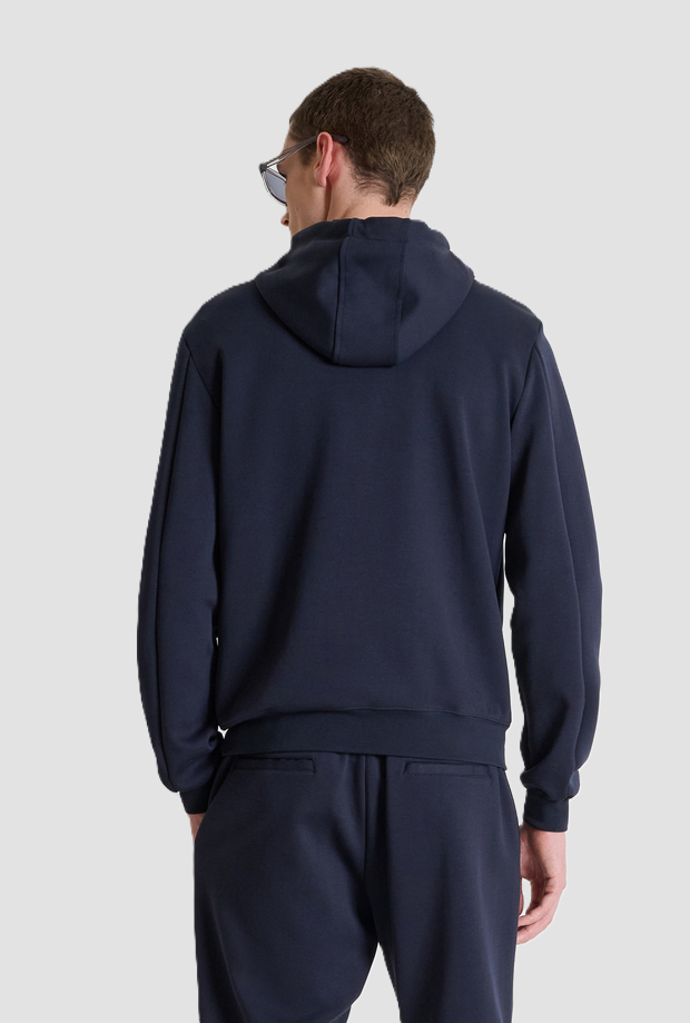 Felpa full-zip con cappuccio da uomo blue marine 