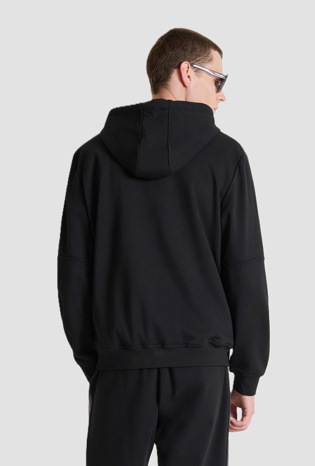 Felpa con cappuccio da uomo nero 