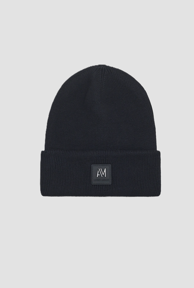 Berretto in maglia da uomo nero 