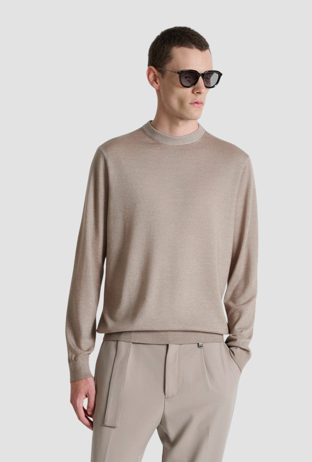 Maglia in lana merino uomo mastice 