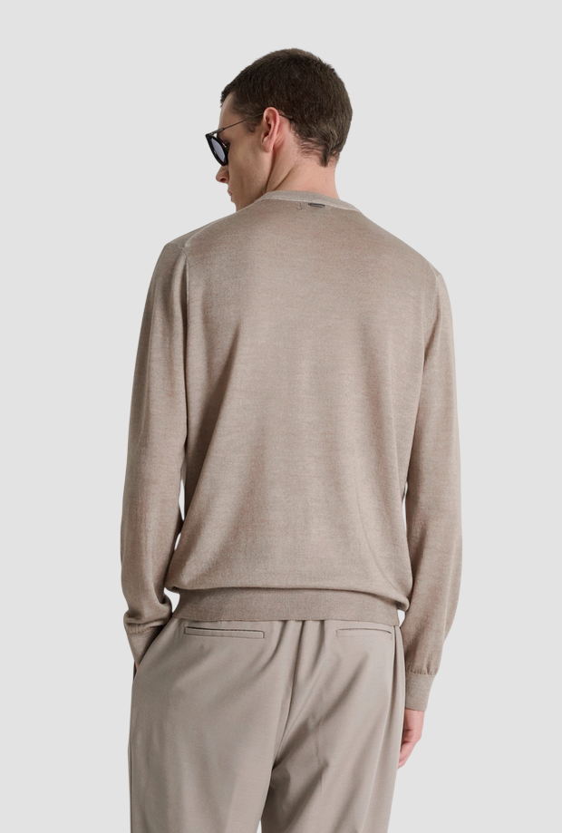 Maglia in lana merino uomo mastice 