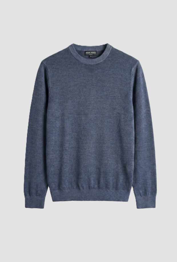 Maglia in lana merino uomo indaco 