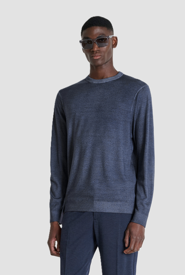 Maglia in lana merino uomo indaco 
