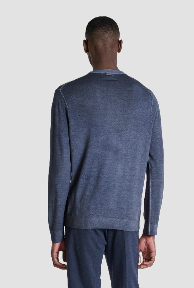 Maglia in lana merino uomo indaco 