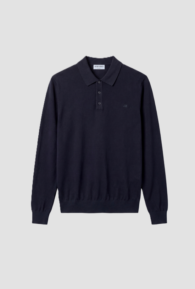 Polo a tre bottoni da uomo blu intenso 