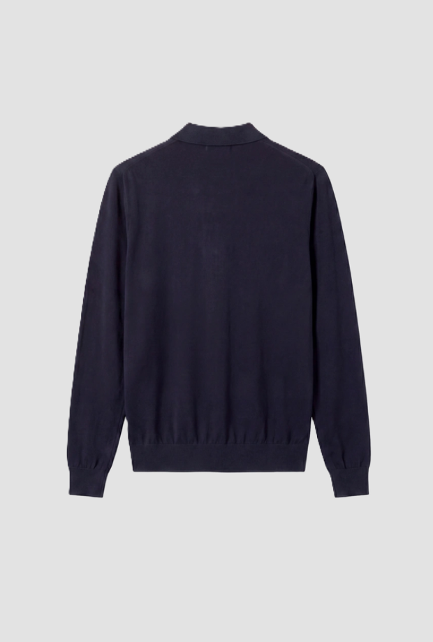 Polo a tre bottoni da uomo blu intenso 