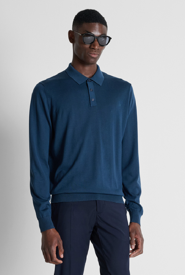 Polo a tre bottoni da uomo navy blue 