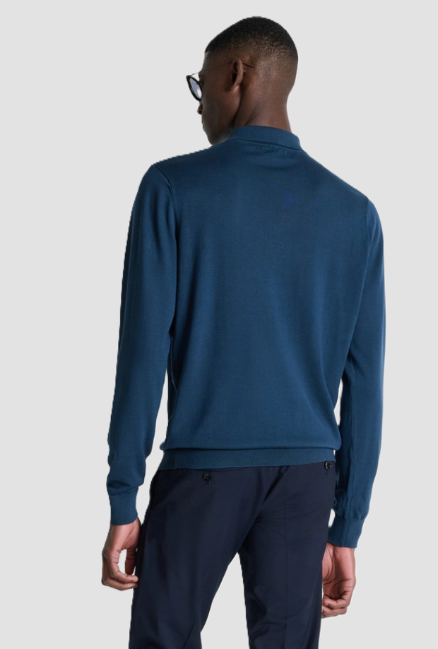 Polo a tre bottoni da uomo navy blue 