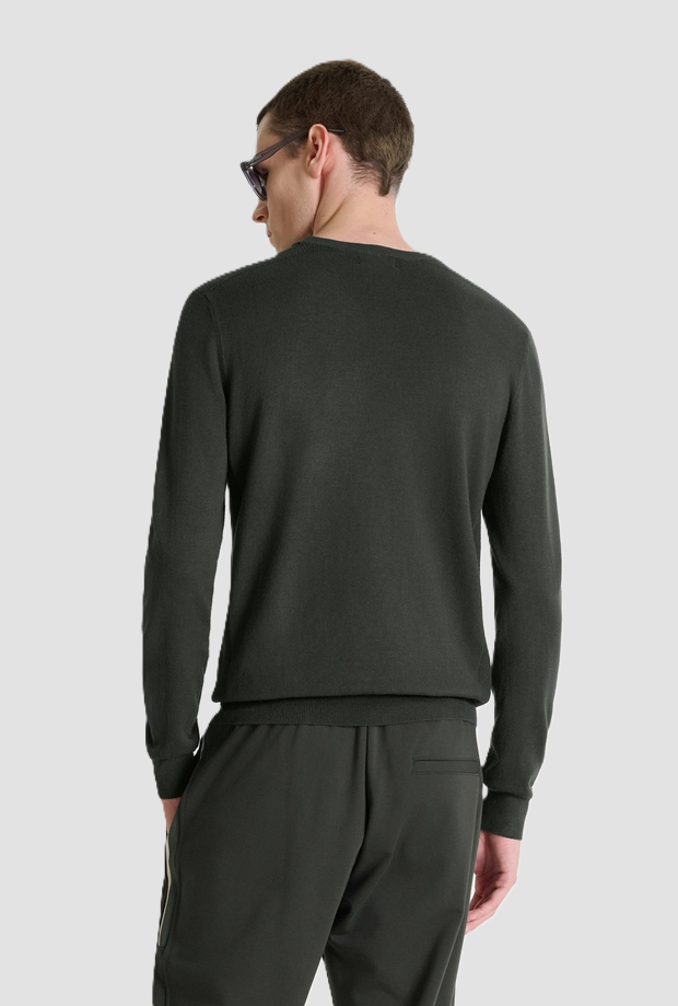 Maglia slim fit con logo da uomo verde foresta 