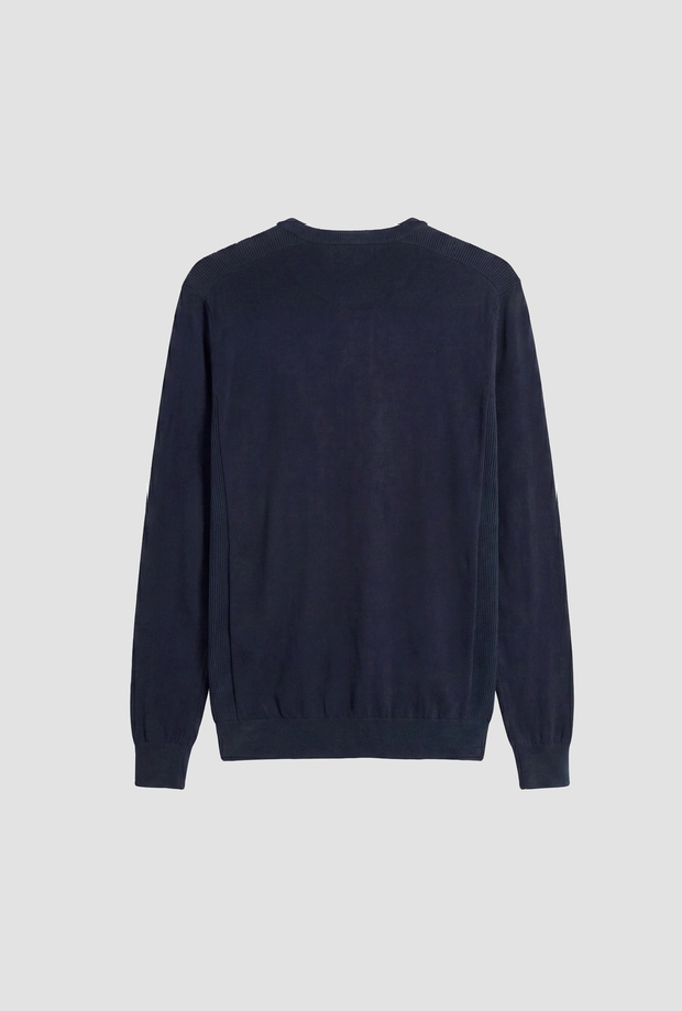Maglia slim fit con logo da uomo blue marine 