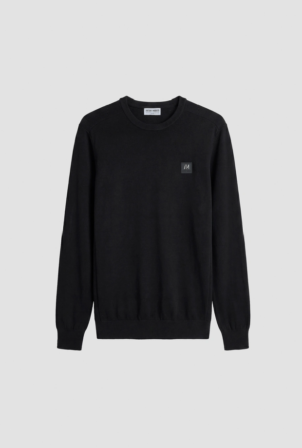 Maglia slim fit con logo da uomo nero 