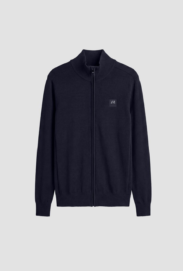 Maglia full zip con patch uomo blue marine 