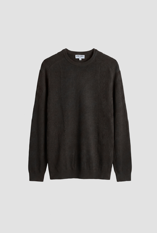 Maglia girocollo misto lana uomo caffè 