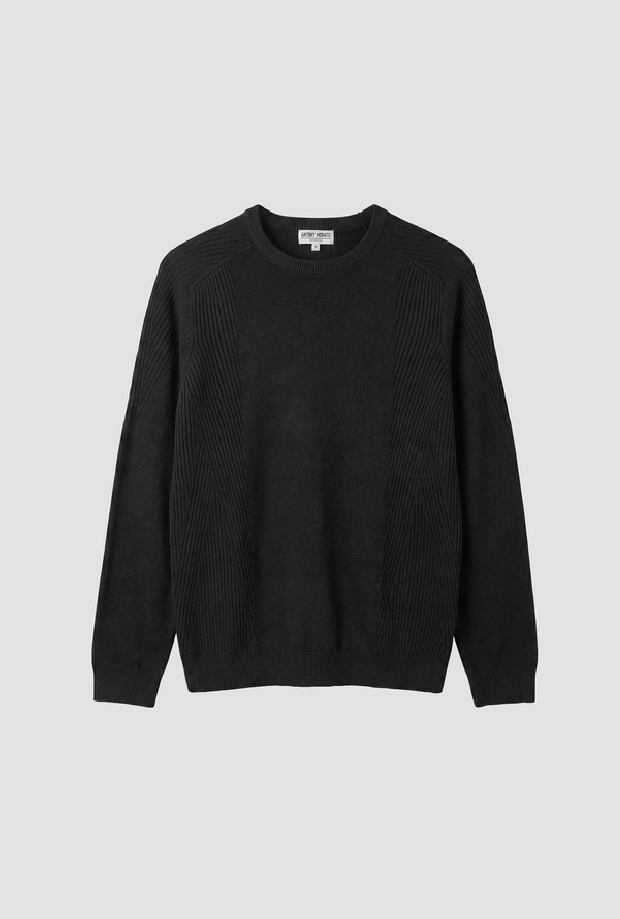 Maglia girocollo misto lana uomo nero 