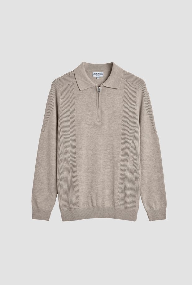 Polo mezza zip uomo mastice 