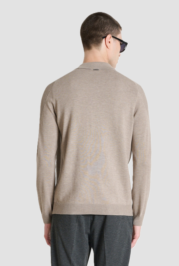 Polo mezza zip uomo mastice 