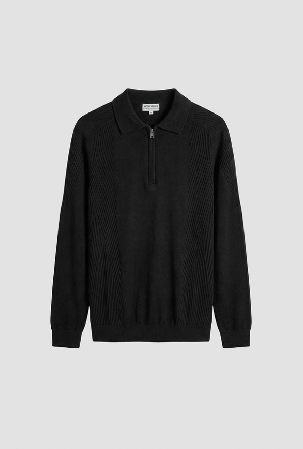 Polo mezza zip uomo nero 