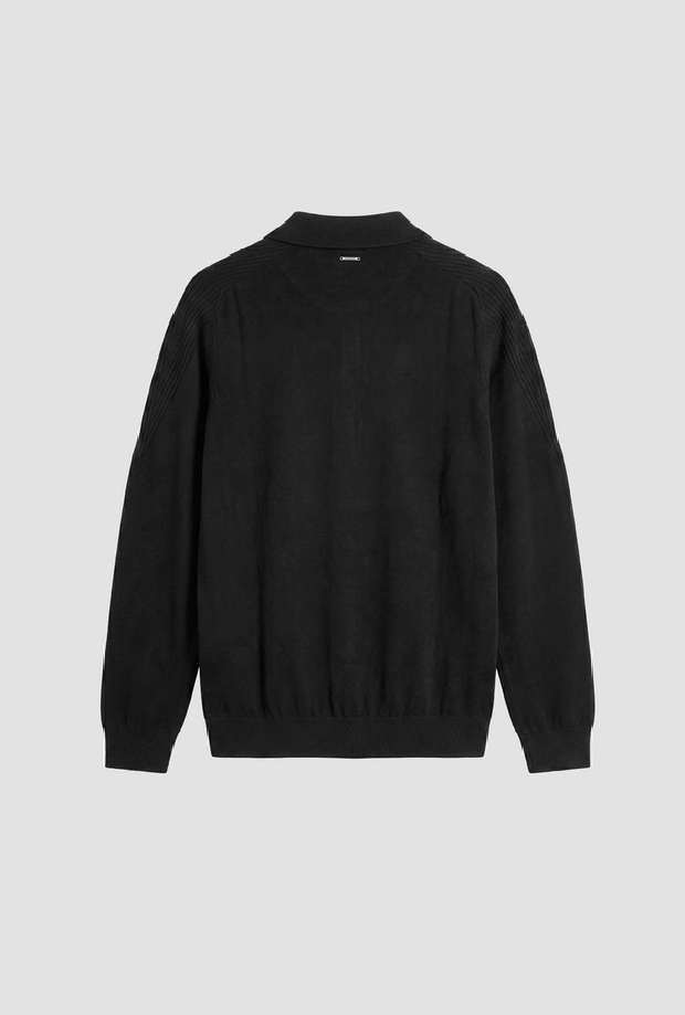 Polo mezza zip uomo nero 