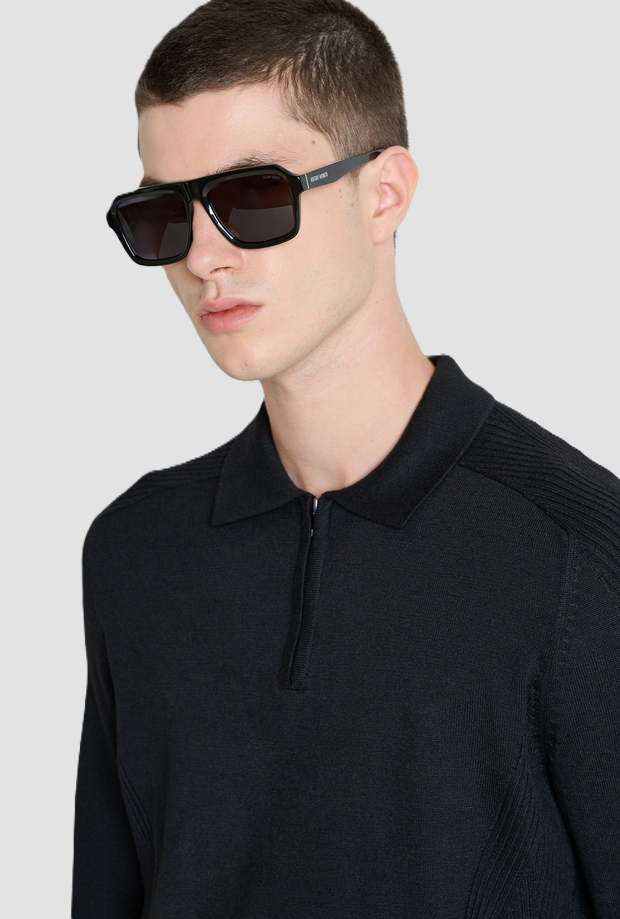 Polo mezza zip uomo nero 