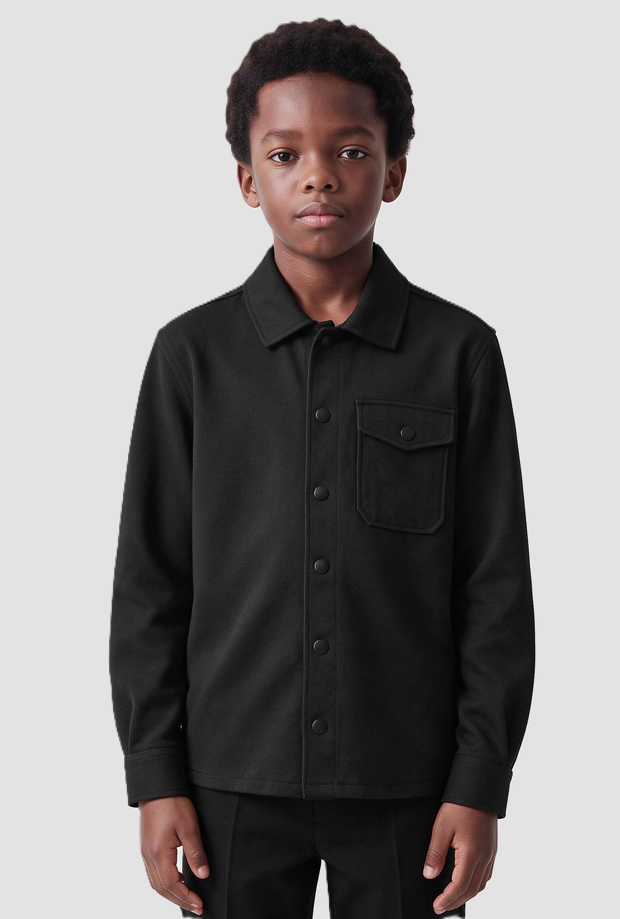 Camicia Santiago in piquet da bambino nero 