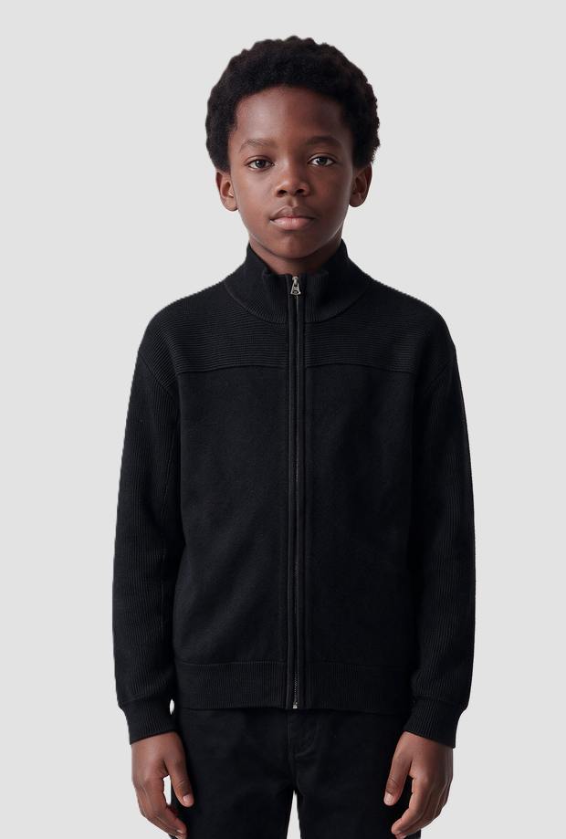 Cardigan full zip da bambino nero 