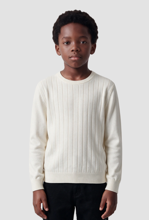 Maglia a coste da bambino crema 