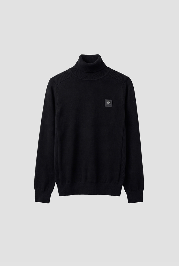 Dolcevita con patch da bambino nero 