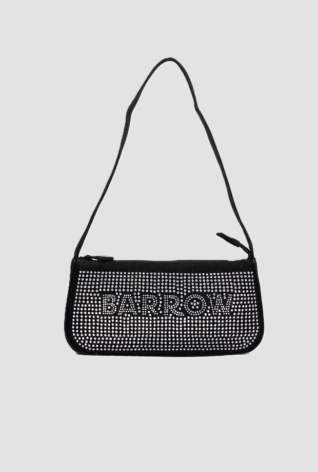 Borsa con strass e logo bambina nero 