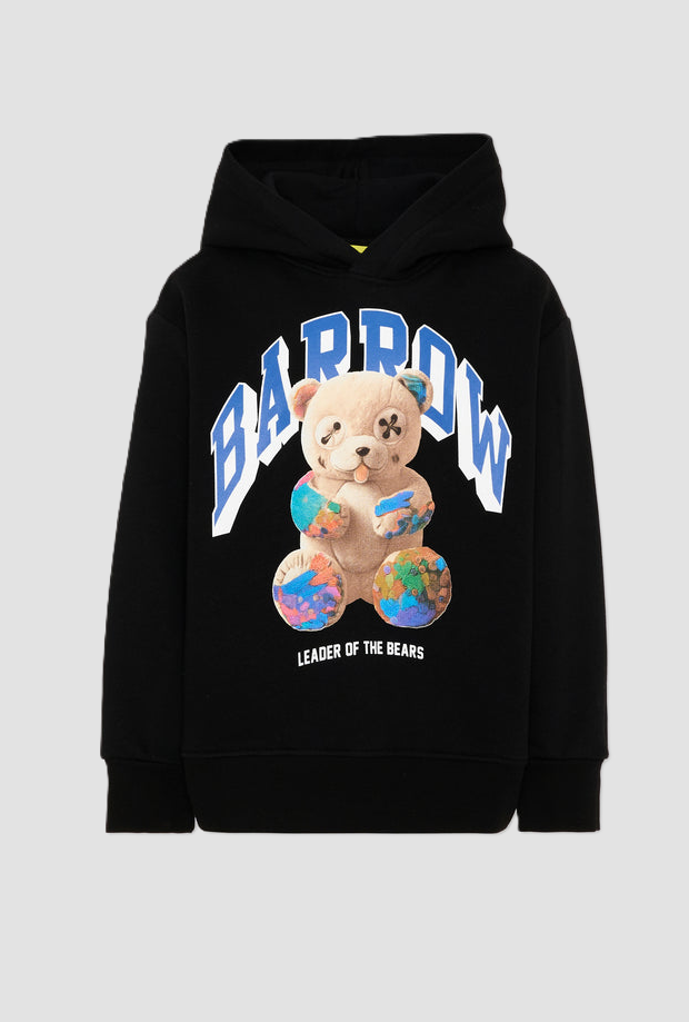 Felpa con cappuccio ed orsetto bambino nero 