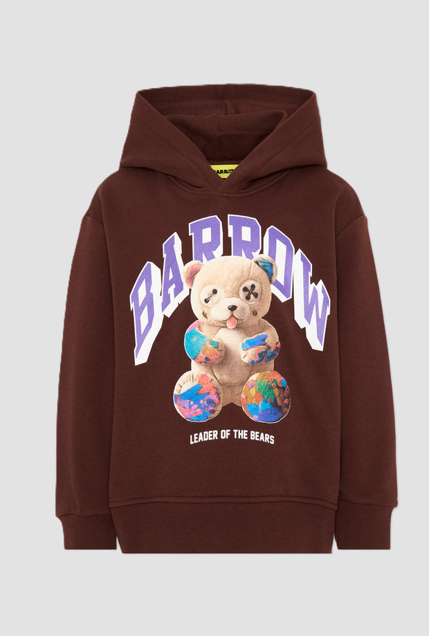 Felpa con cappuccio e orsetto bambino marrone 