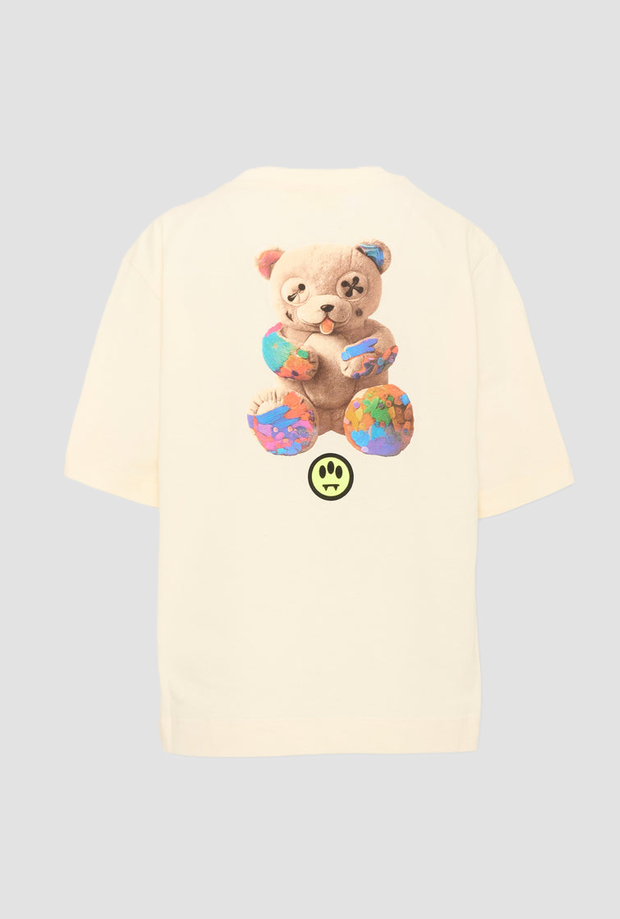 T-shirt con stampa posteriore bambino crema 
