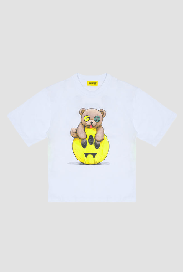 T-shirt con stampa e smile bambino bianco 