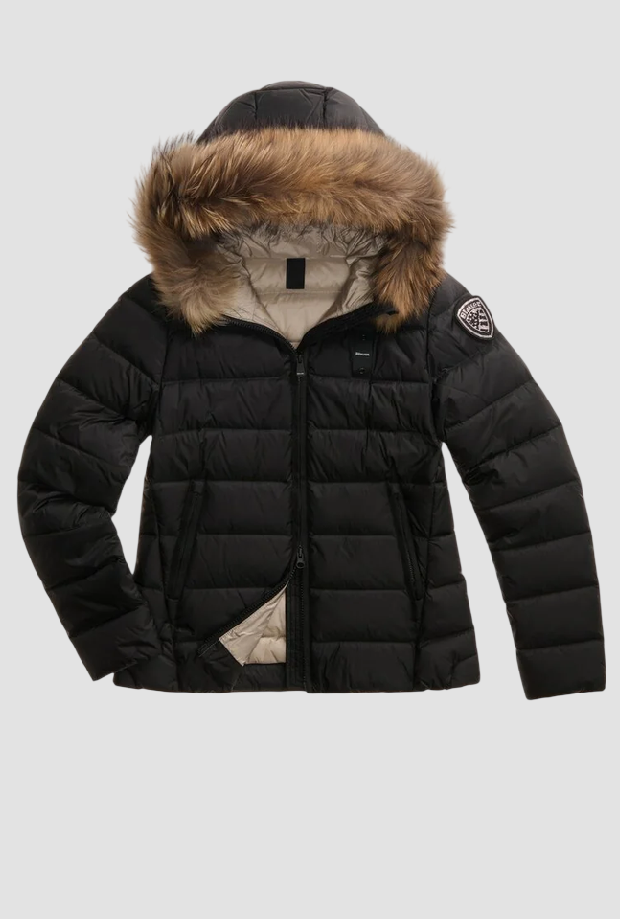 Piumino con pelliccia Arcadia donna nero-beige 