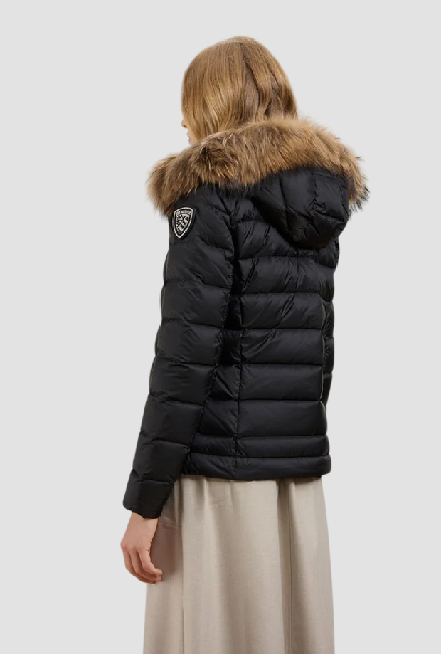 Piumino con pelliccia Arcadia donna nero-beige 