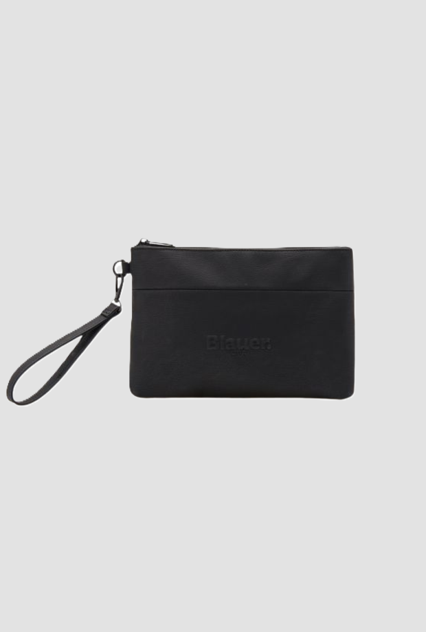 Pochette con logo inciso unisex nero 