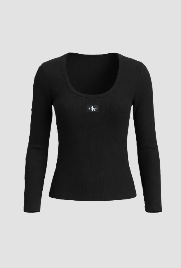 T-shirt con scollo aperto donna nero 