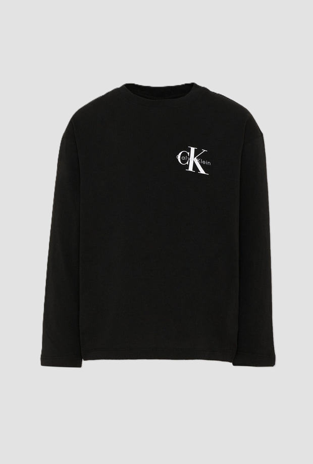 Maglia girocollo con logo bambino nero 