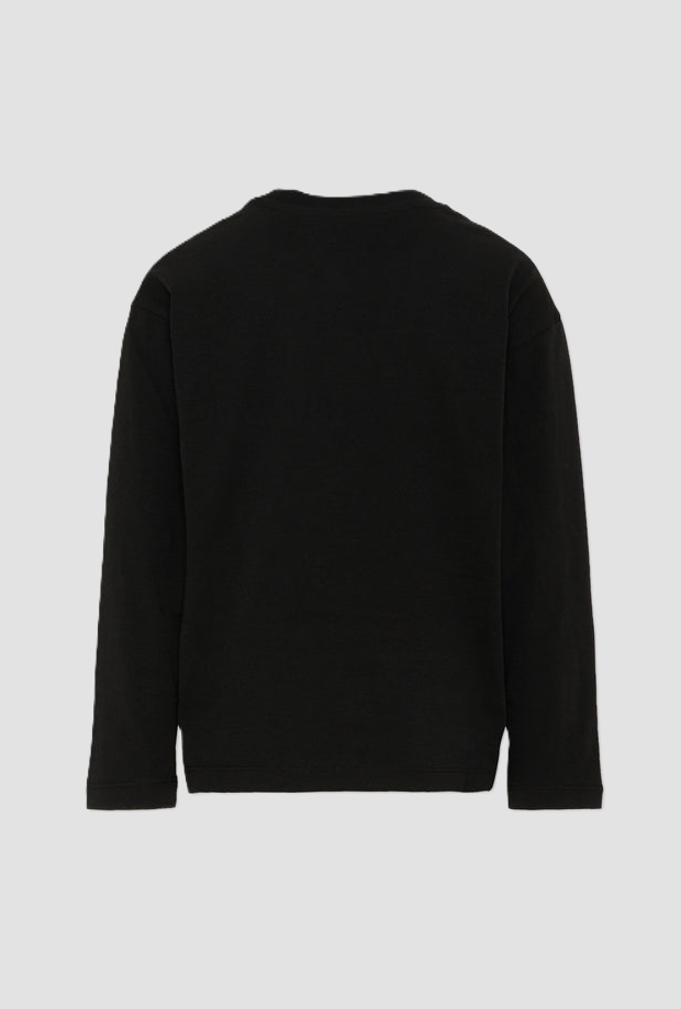Maglia girocollo con logo bambino nero 