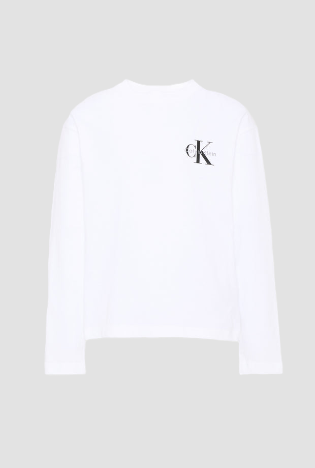 Maglia girocollo con logo bambino bianco 