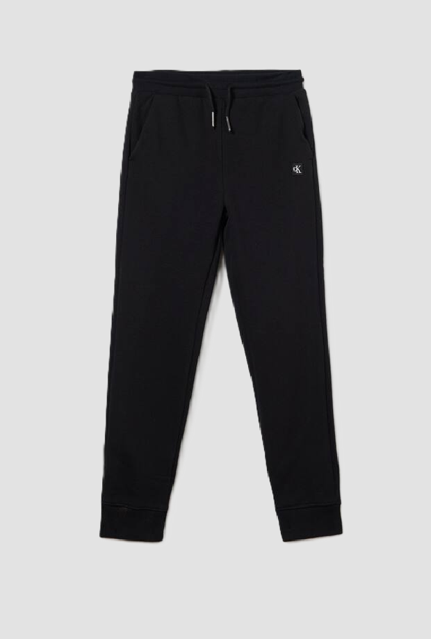 Pantalone jogger con mini badge bambino nero 