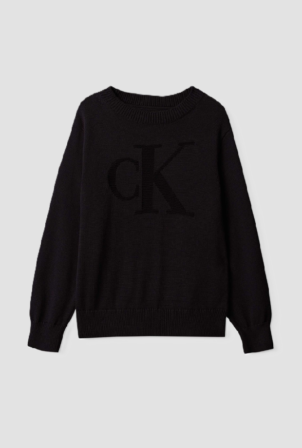 Maglione con logo da bambino nero 