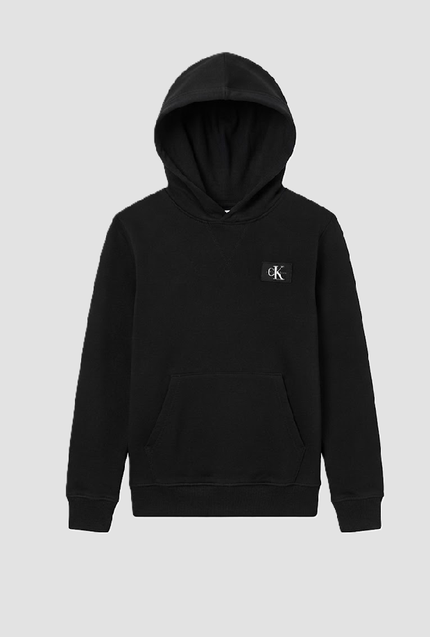Felpa con cappuccio e logo bambino nero 