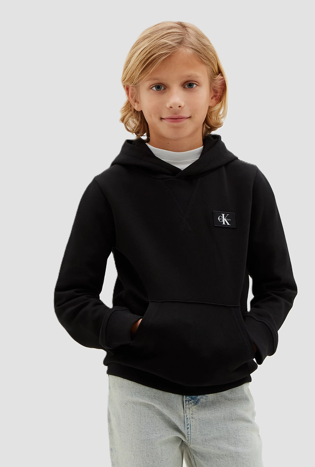 Felpa con cappuccio e logo bambino nero 