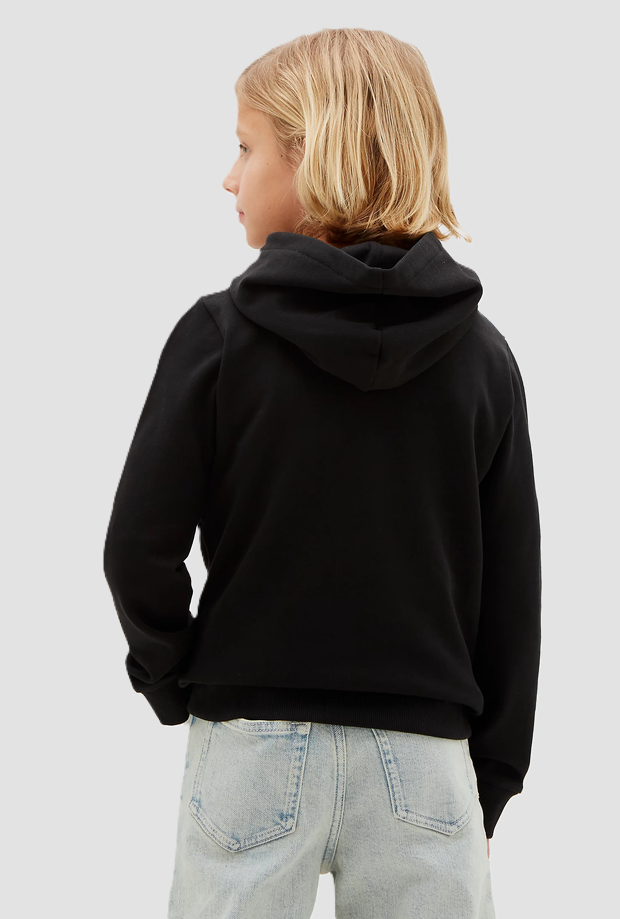 Felpa con cappuccio e logo bambino nero 