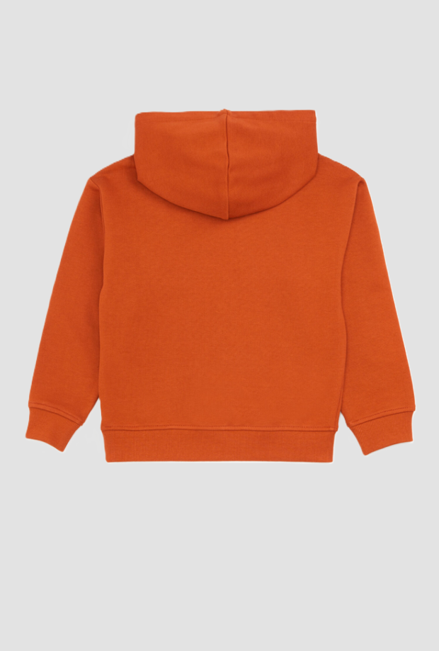 Felpa con cappuccio e logo bambino arancione 